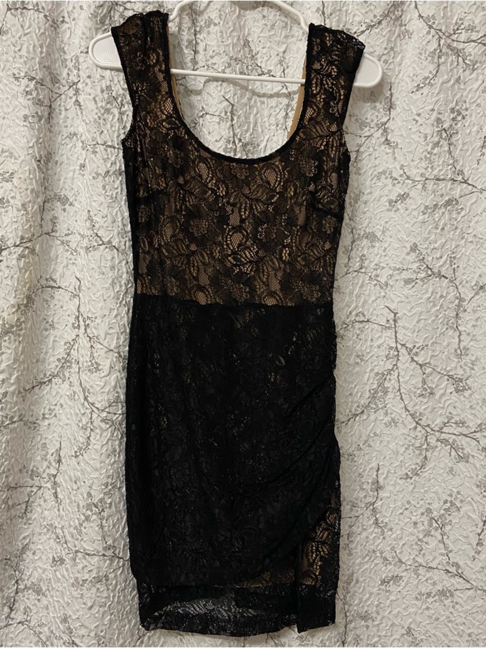 Mystic Black Floral Lace Dress with Nude Lining Size Small